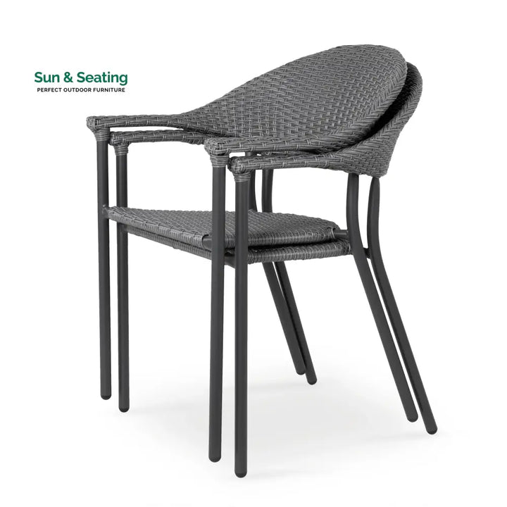 Topia Outdoor Patio Seating Set 2 Chairs and 1 Table Set (Dark Grey) Coffee Table Sets