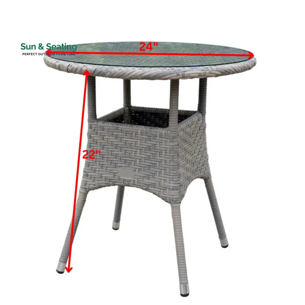 Toshi Outdoor Patio Seating Set 2 Chairs and 1 Table Set (Grey) Coffee Table Sets