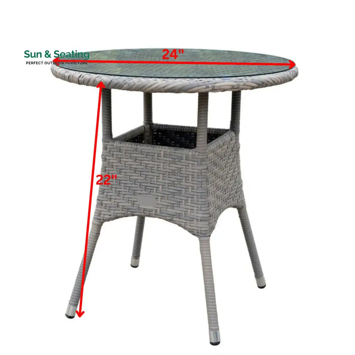 Toshi Outdoor Patio Seating Set 2 Chairs and 1 Table Set (Grey) Coffee Table Sets