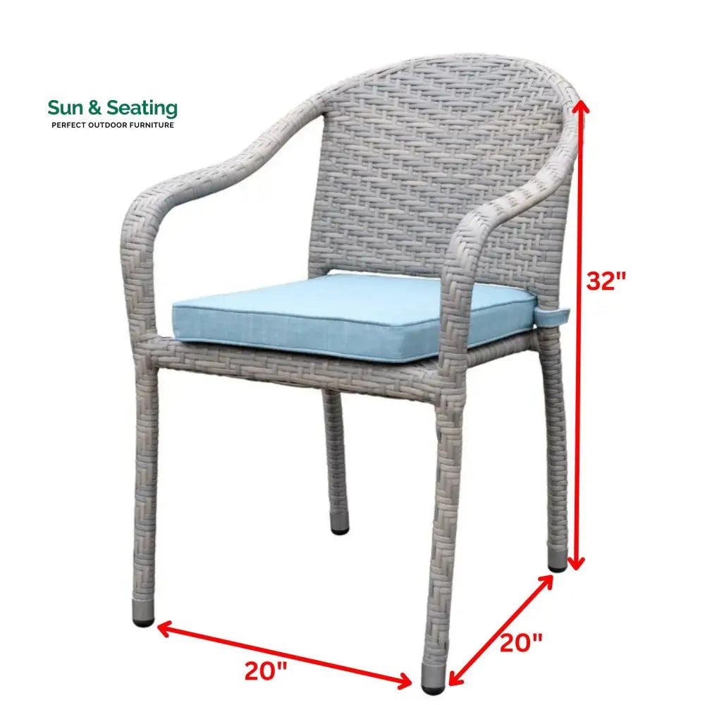 Toshi Outdoor Patio Seating Set 2 Chairs and 1 Table Set (Grey) Coffee Table Sets