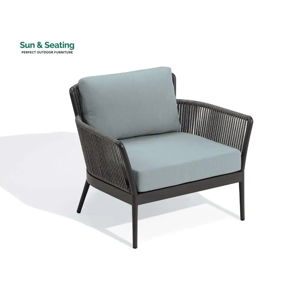 Trecla Outdoor Garden Balcony Sofa Set 2 Seater 2 Single Seater 1 Center Table Set (Dark Grey) Braided and Rope Sofa