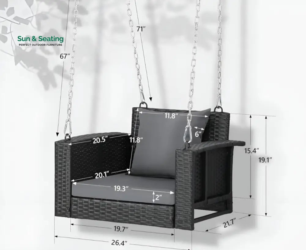 Trellis Single Seater Hanging Swing Without Stand For Balcony Garden Swing (Black) Swings