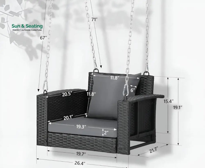 Trellis Single Seater Hanging Swing Without Stand For Balcony Garden Swing (Black) Swings