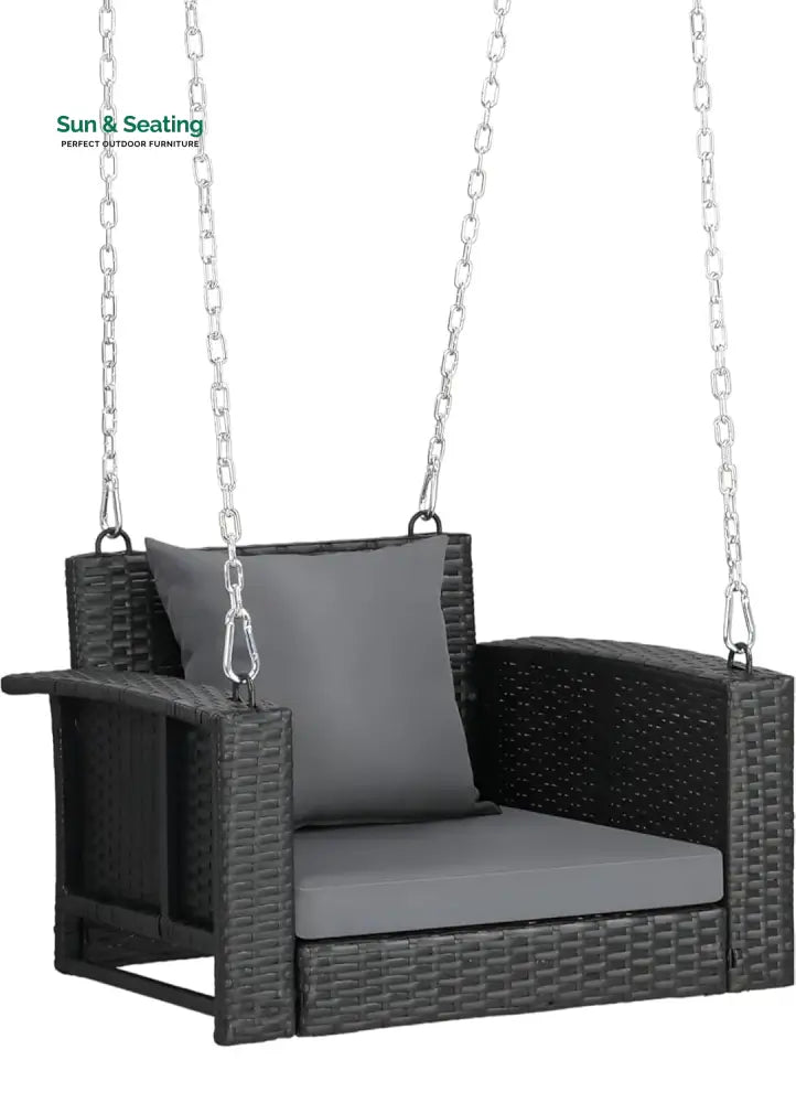 Trellis Single Seater Hanging Swing Without Stand For Balcony Garden Swing (Black) Swings