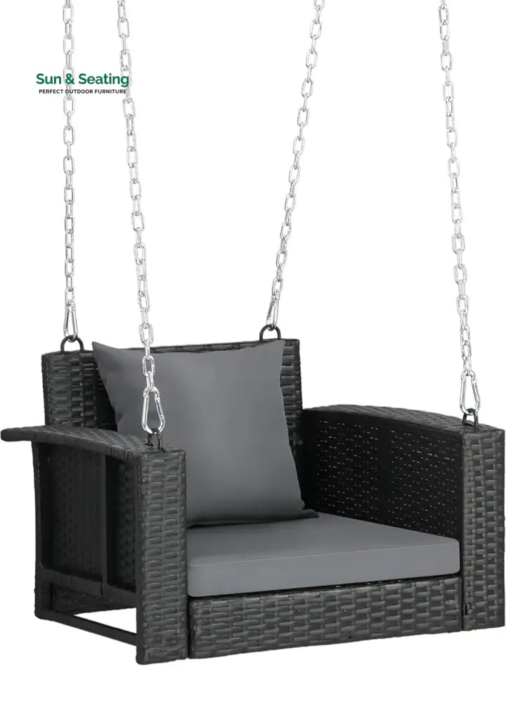 Trellis Single Seater Hanging Swing Without Stand For Balcony Garden Swing (Black) Swings