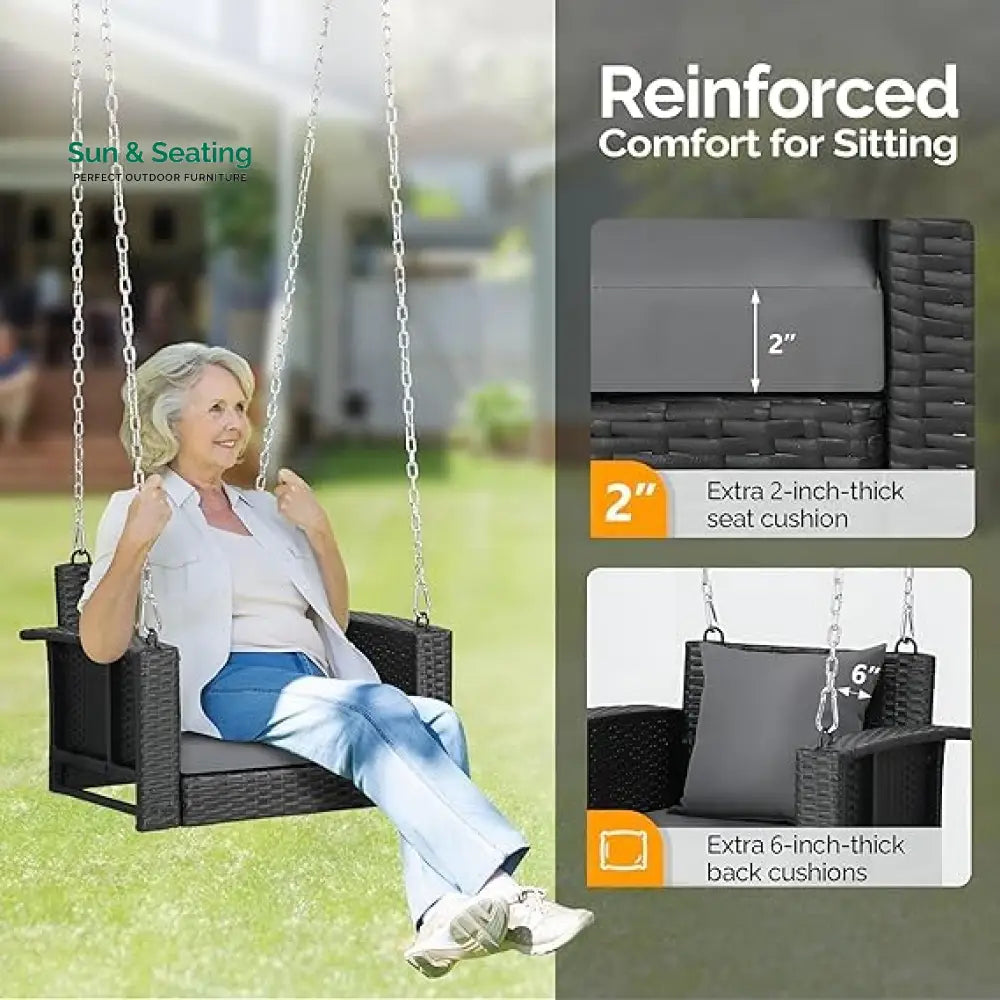 Trellis Single Seater Hanging Swing Without Stand For Balcony Garden Swing (Black) Swings