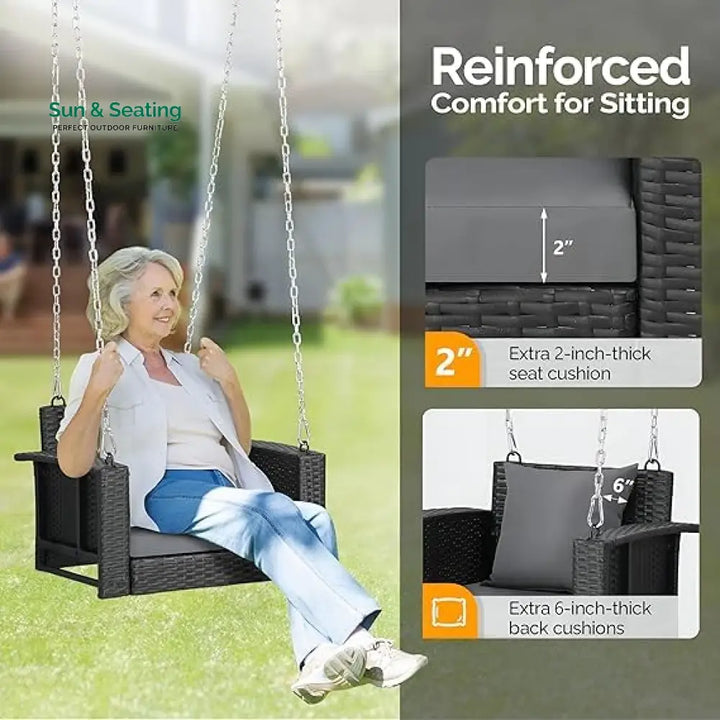 Trellis Single Seater Hanging Swing Without Stand For Balcony Garden Swing (Black) Swings