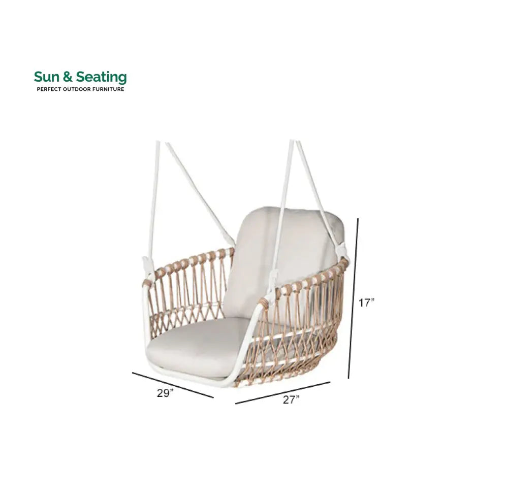 Tresso Single Seater Hanging Swing Without Stand For Balcony Garden Swing (Tan) Braided &amp; Rope Swings