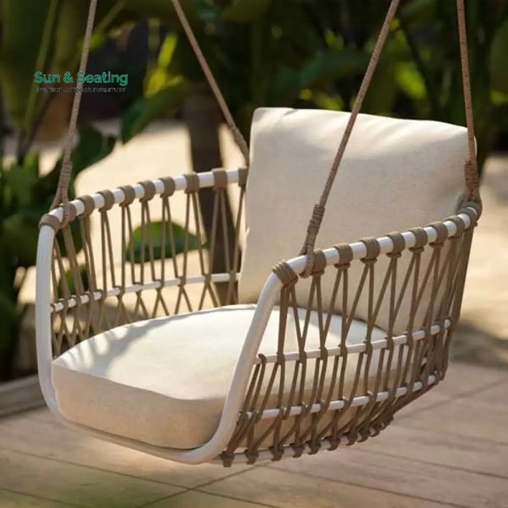Tresso Single Seater Hanging Swing Without Stand For Balcony Garden Swing (Tan) Braided &amp; Rope Swings