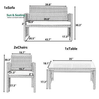 Trevisan Outdoor Sofa Set 2 Seater 2 Single seater and 1 Center Table (Brown + White) Sofa Sets