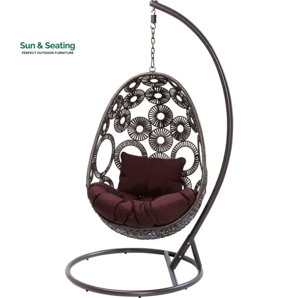 Trevisan Single Seater Hanging Swing With Stand For Balcony Garden Swing (Dark Brown) Swings