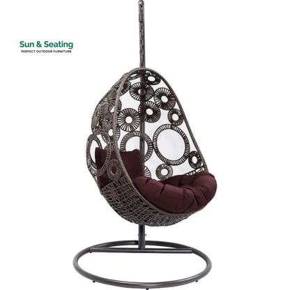 Trevisan Single Seater Hanging Swing With Stand For Balcony Garden Swing (Dark Brown) Swings