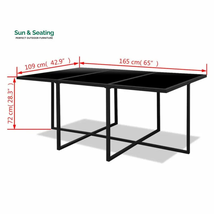 Trevisani Outdoor Patio Dining Set 6 Chairs 4 Ottoman and 1 Table (Black) Dining sets