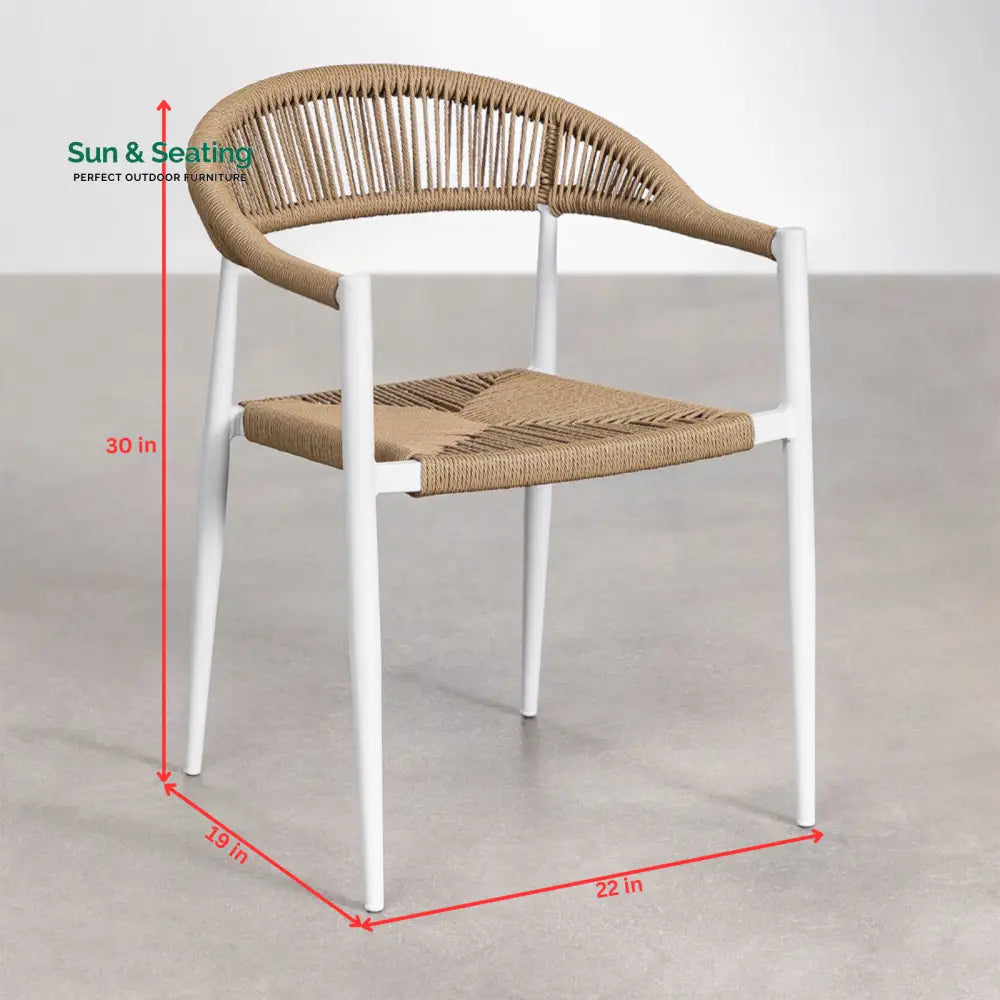 Trinidad Outdoor Patio Dining Seating Set 4 Chairs and 1 Table Set (White) Braided &amp; Rope Dining sets