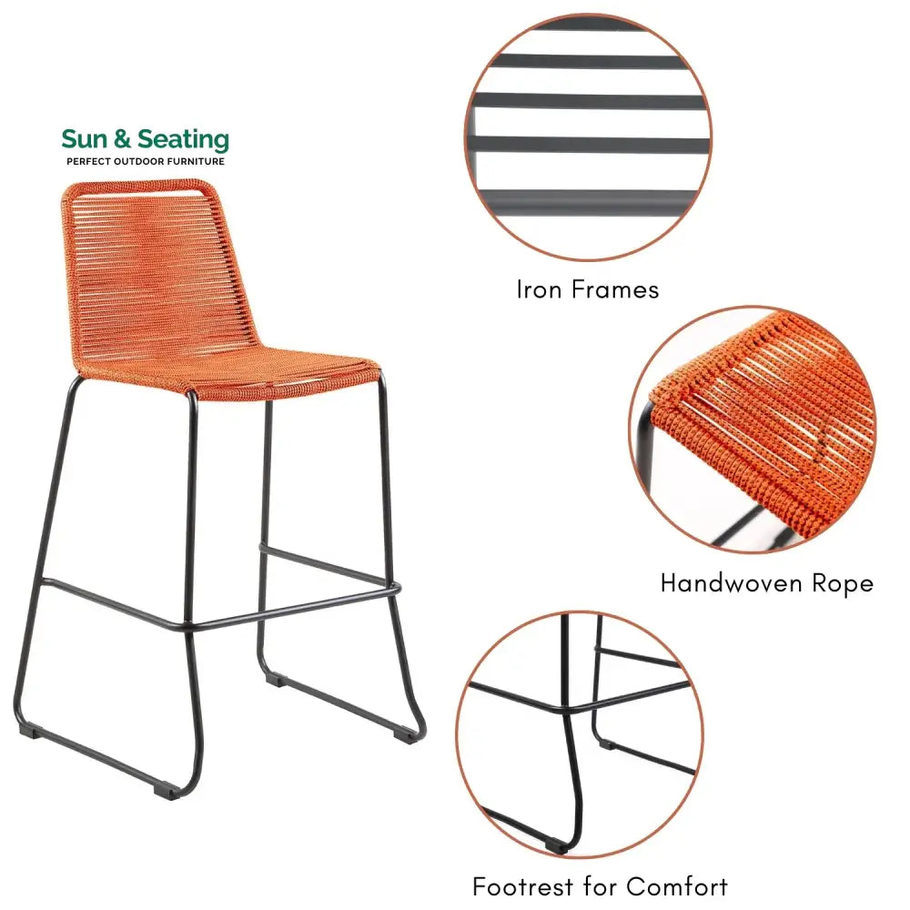Trisha 2-Piece Outdoor Rope Bar Chairs – Stylish Comfort Built to Last Bar Chairs