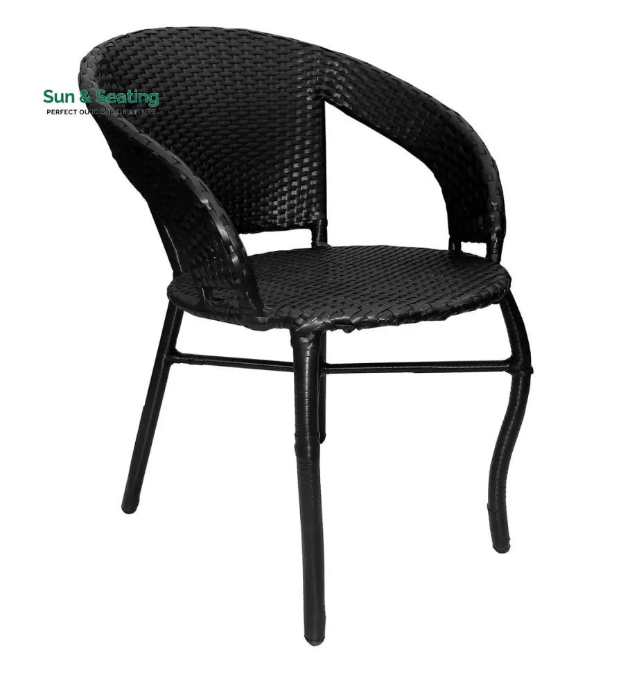 Trudy Outdoor Patio Seating Set 2 Chairs and 1 Table Set (Black) Coffee Table Sets