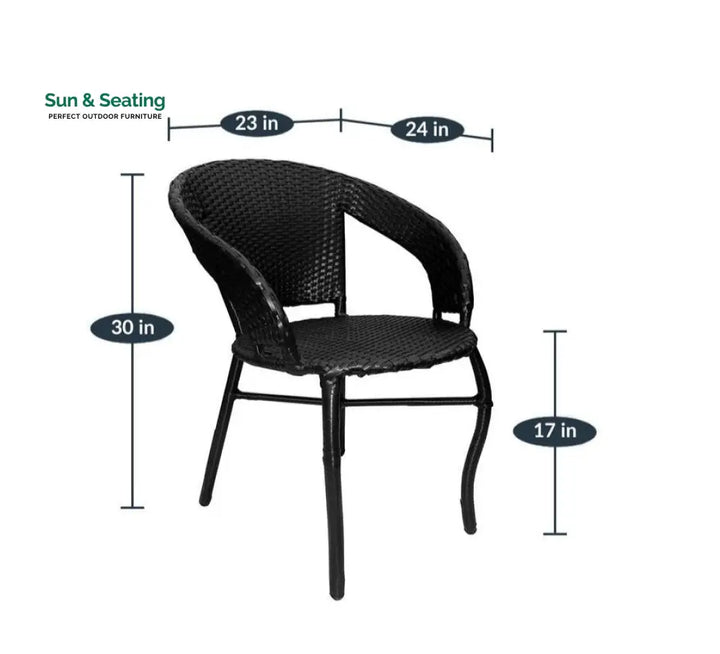 Trudy Outdoor Patio Seating Set 2 Chairs and 1 Table Set (Black) Coffee Table Sets