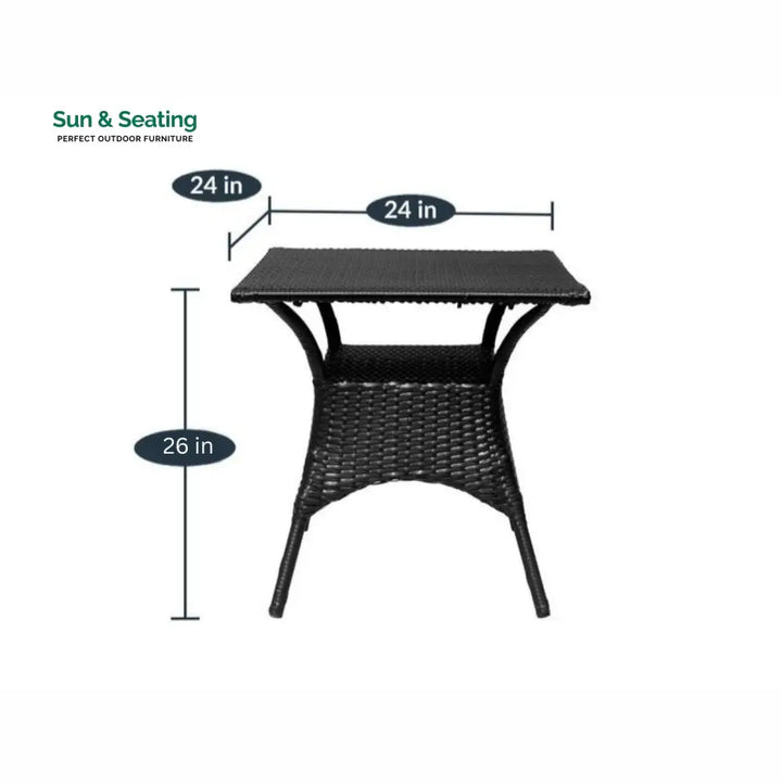Trudy Outdoor Patio Seating Set 2 Chairs and 1 Table Set (Black) Coffee Table Sets