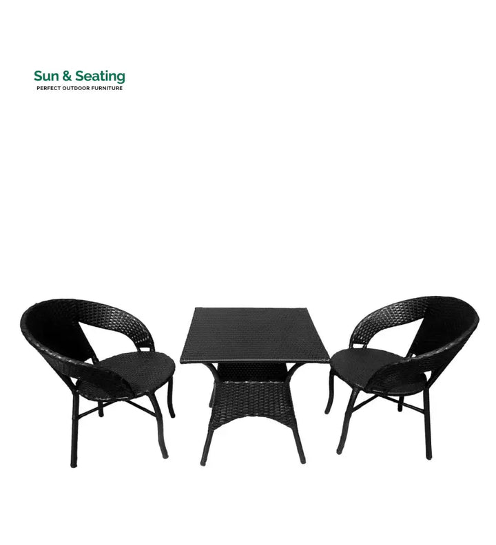 Trudy Outdoor Patio Seating Set 2 Chairs and 1 Table Set (Black) Coffee Table Sets