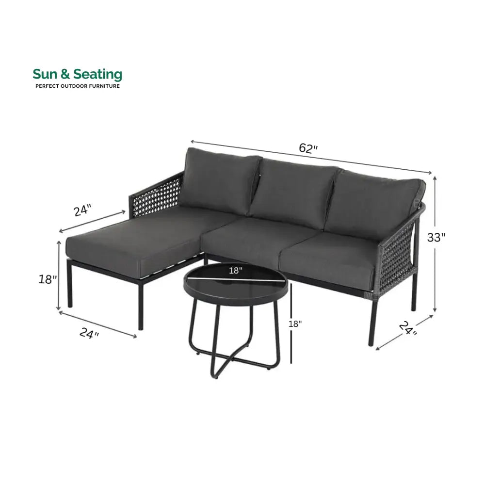 Tryfone Outdoor Garden Balcony Sofa Set 4 Seater 1 Center Table Set (Dark Grey) Sofa Sets