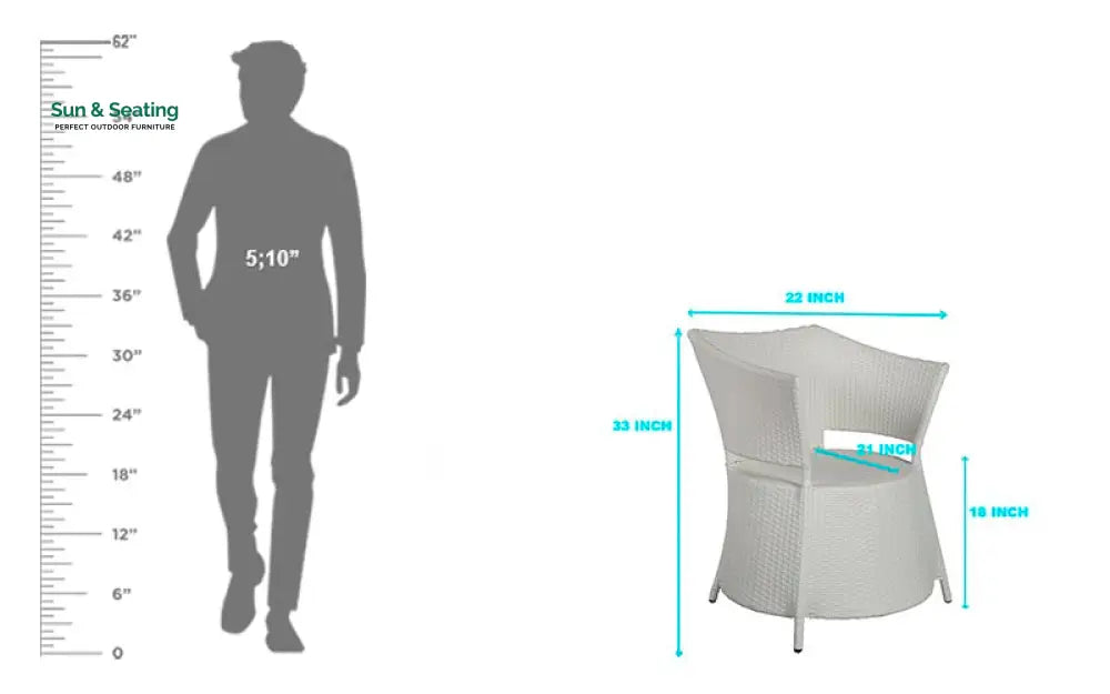 Tubl Outdoor Patio Seating Set 4 Chairs and 1 Table Set (White) Coffee Table Sets