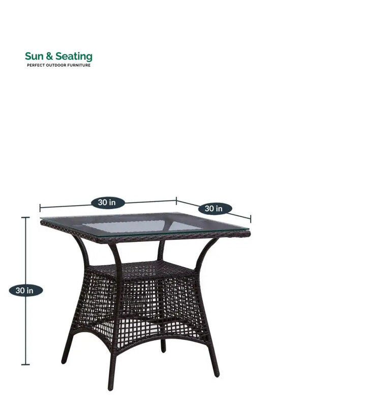 Tukur Outdoor Patio Seating Set 2 Chairs and 1 Table Set (Brown) Coffee Table Sets
