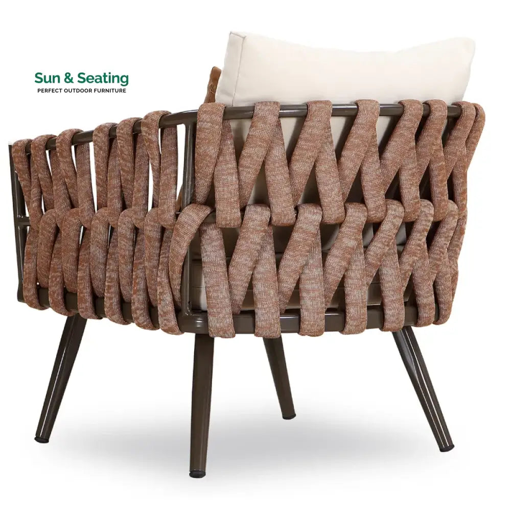 tya Kisele Outdoor Sofa Set 2 Seater 2 Single seater and 1 Center Table (Brown) Braided &amp; Rope Sofa Sets
