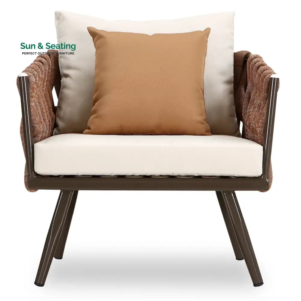 tya Kisele Outdoor Sofa Set 2 Seater 2 Single seater and 1 Center Table (Brown) Braided &amp; Rope Sofa Sets