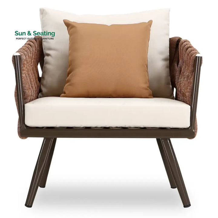 tya Kisele Outdoor Sofa Set 2 Seater 2 Single seater and 1 Center Table (Brown) Braided &amp; Rope Sofa Sets