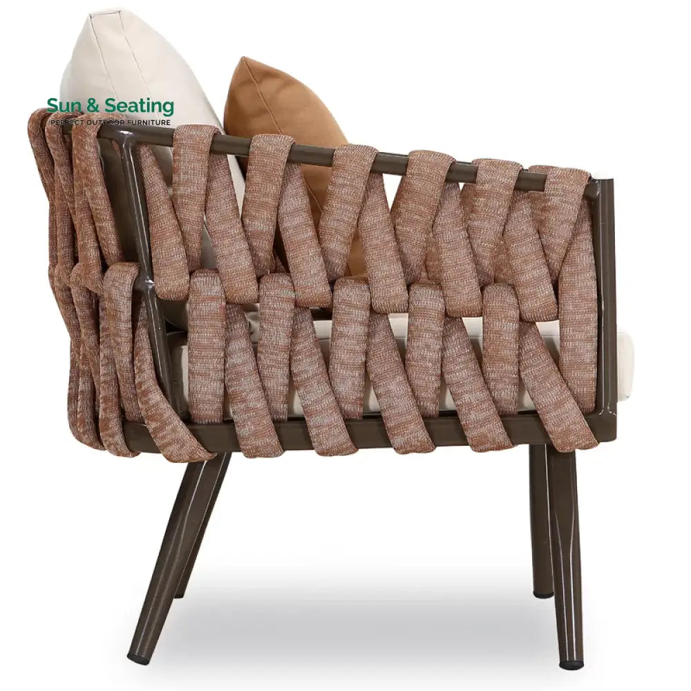 tya Kisele Outdoor Sofa Set 2 Seater 2 Single seater and 1 Center Table (Brown) Braided &amp; Rope Sofa Sets