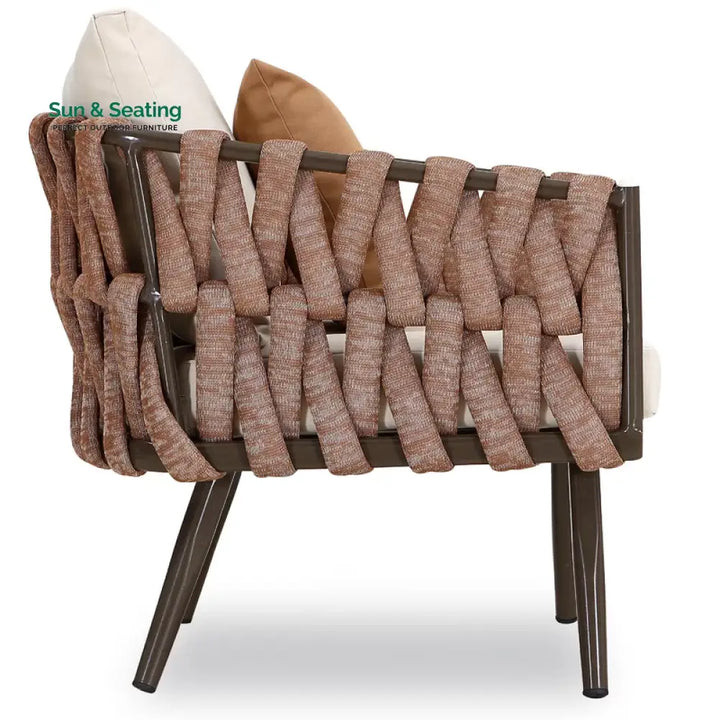tya Kisele Outdoor Sofa Set 2 Seater 2 Single seater and 1 Center Table (Brown) Braided &amp; Rope Sofa Sets