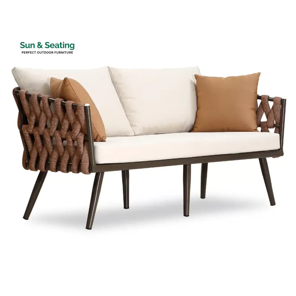 tya Kisele Outdoor Sofa Set 2 Seater 2 Single seater and 1 Center Table (Brown) Braided &amp; Rope Sofa Sets