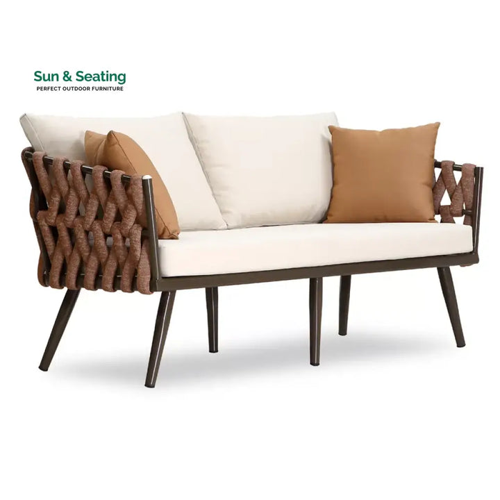 tya Kisele Outdoor Sofa Set 2 Seater 2 Single seater and 1 Center Table (Brown) Braided &amp; Rope Sofa Sets