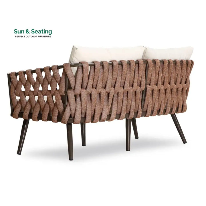 tya Kisele Outdoor Sofa Set 2 Seater 2 Single seater and 1 Center Table (Brown) Braided &amp; Rope Sofa Sets