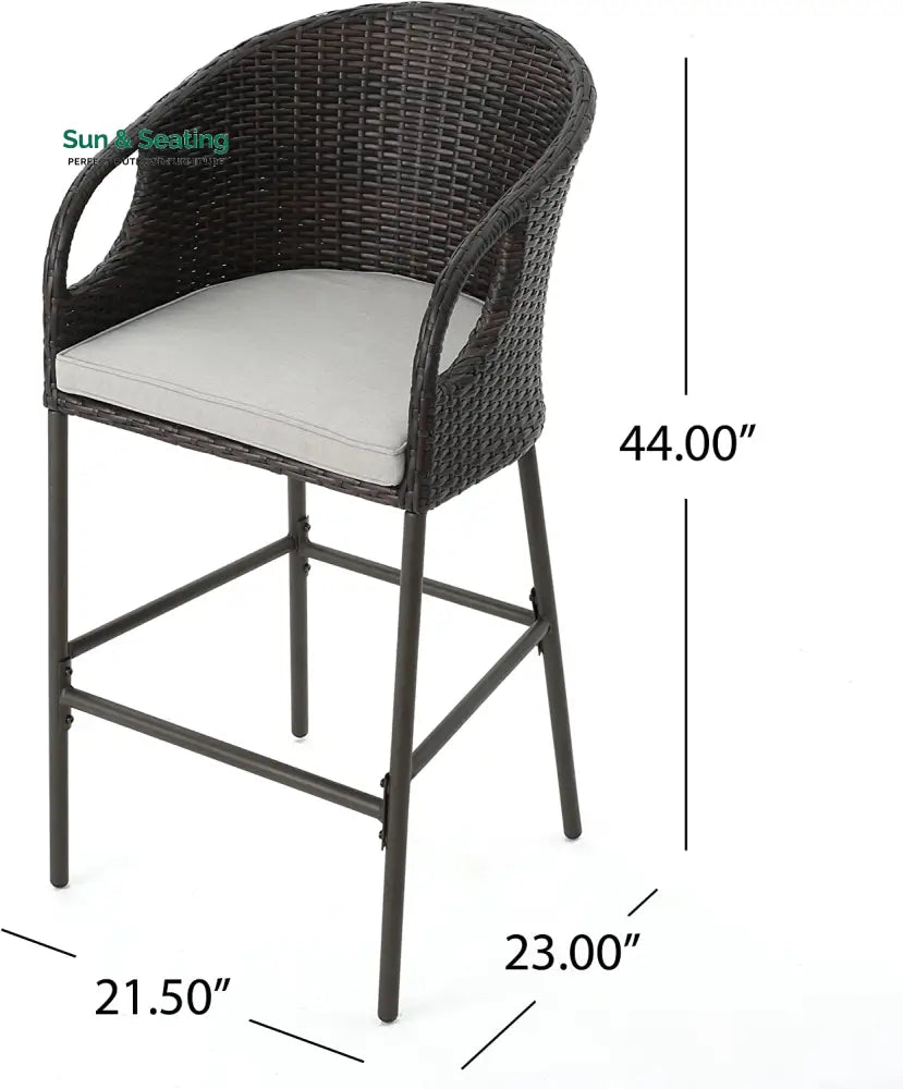 Udinesi Outdoor Patio Bar Chair 2 Chairs For Balcony (Brown) Bar Sets