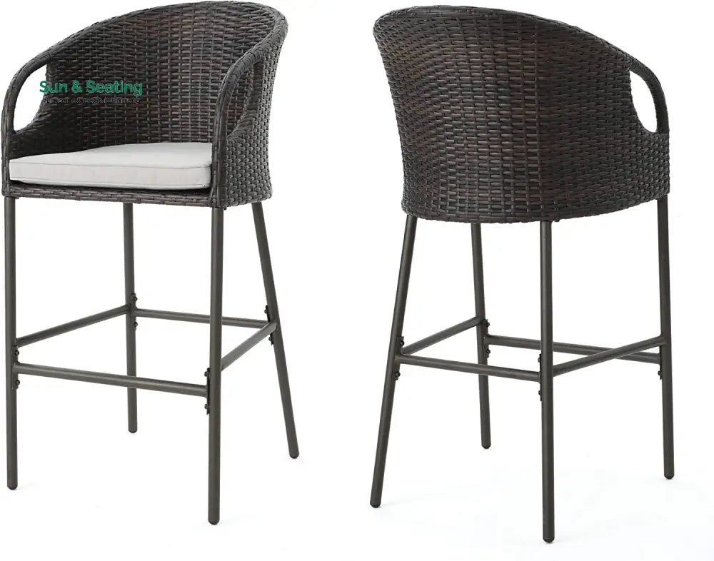 Udinesi Outdoor Patio Bar Chair 2 Chairs For Balcony (Brown) Bar Sets