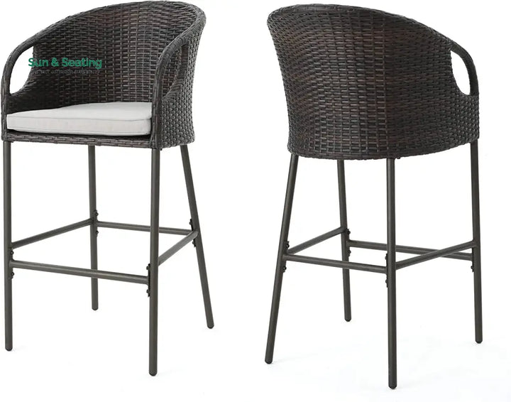 Udinesi Outdoor Patio Bar Chair 2 Chairs For Balcony (Brown) Bar Sets