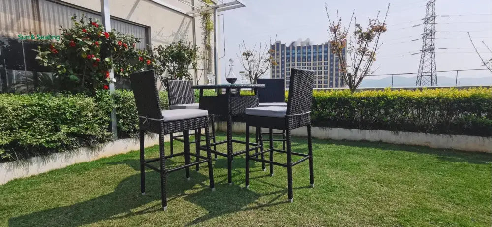 Udinesi Outdoor Patio Bar Sets 4 Chairs and 1 Table (Dark Brown) Bar Sets