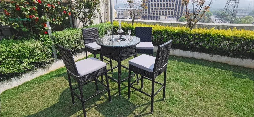 Udinesi Outdoor Patio Bar Sets 4 Chairs and 1 Table (Dark Brown) Bar Sets