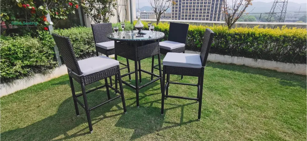 Udinesi Outdoor Patio Bar Sets 4 Chairs and 1 Table (Dark Brown) Bar Sets