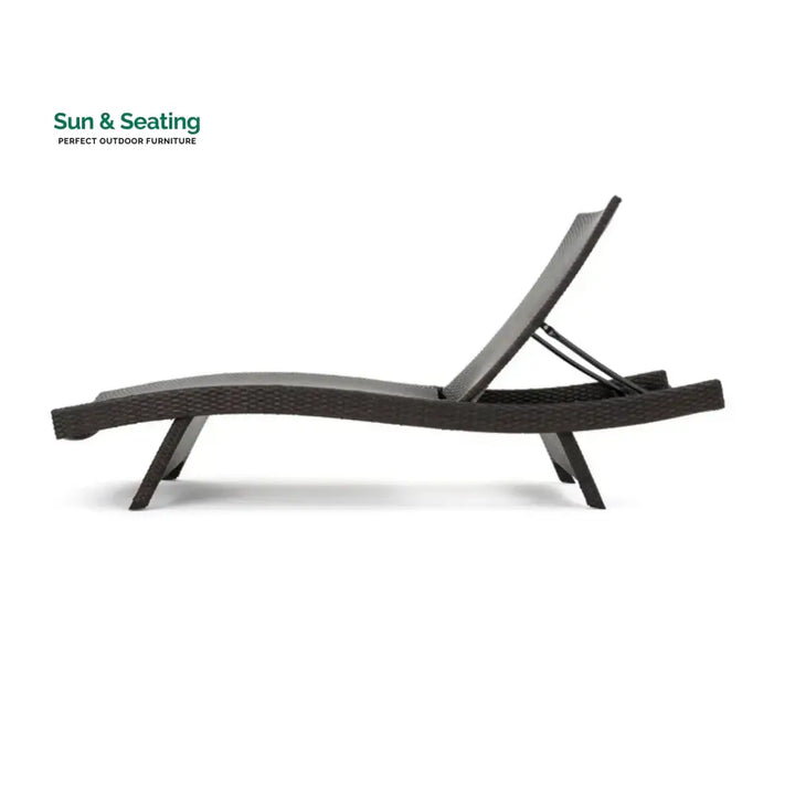 Udita Outdoor All-Weather HDPE Wicker Rattan Sunlounger Recliner with Side Table Lounger Set