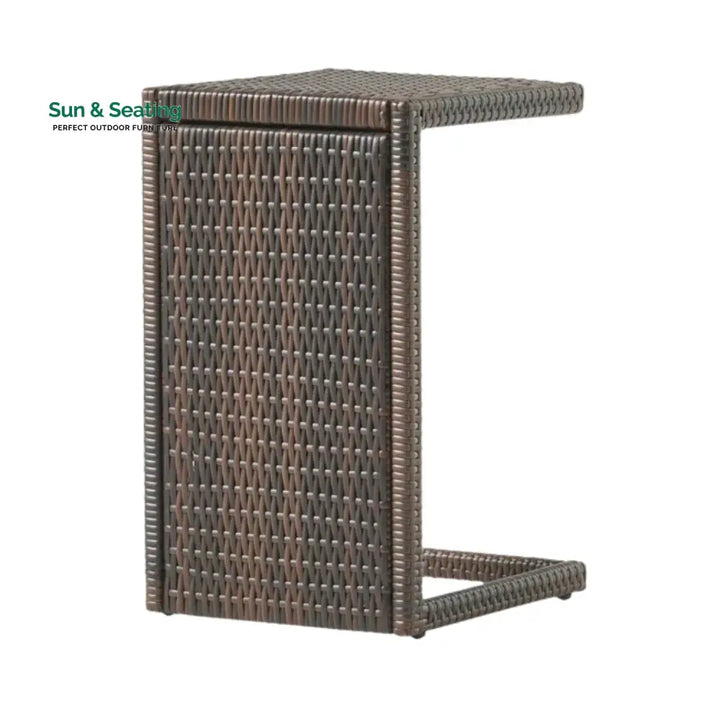 Udita Outdoor All-Weather HDPE Wicker Rattan Sunlounger Recliner with Side Table Lounger Set