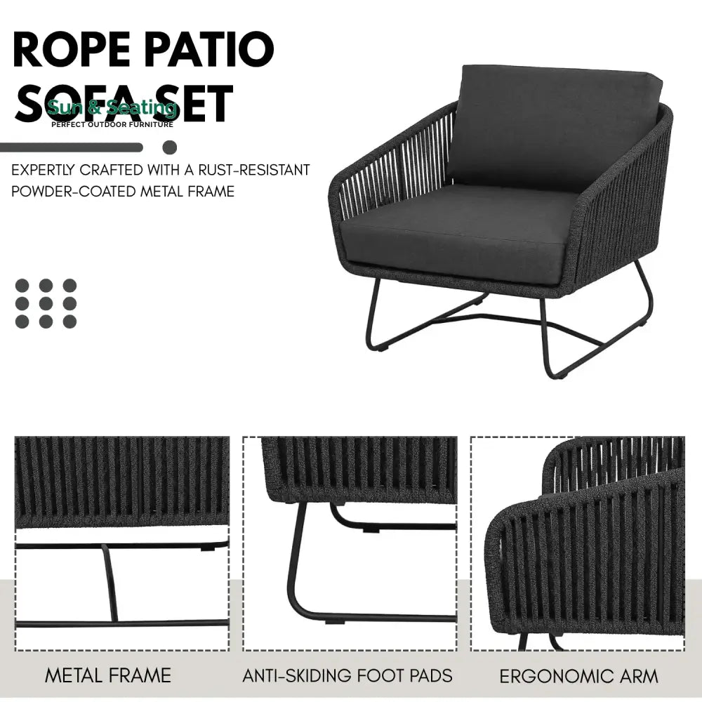 Ujjwala 4 Piece Outdoor All-Weather Rope Sofa Set Sofa Set