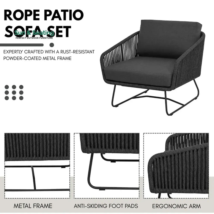 Ujjwala 4 Piece Outdoor All-Weather Rope Sofa Set Sofa Set