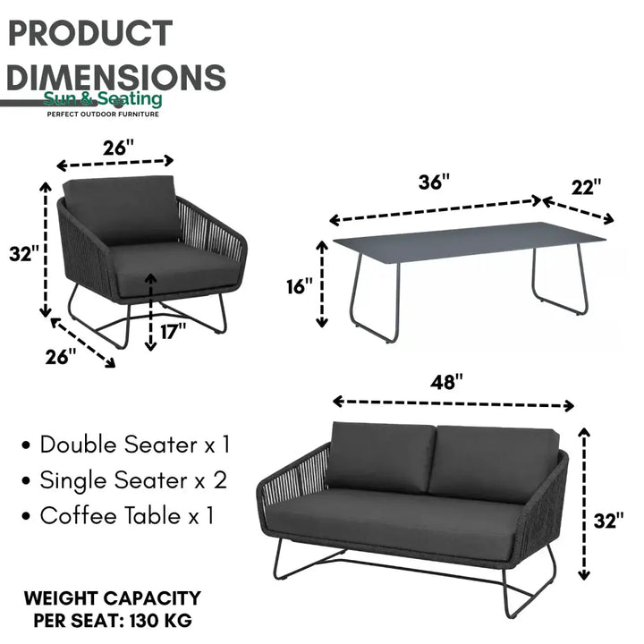 Ujjwala 4 Piece Outdoor All-Weather Rope Sofa Set Sofa Set