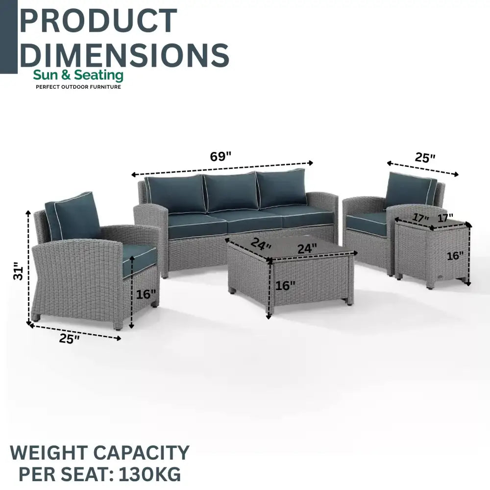 Ulani Outdoor Wicker 5-Seater Sofa Set Sofa Set