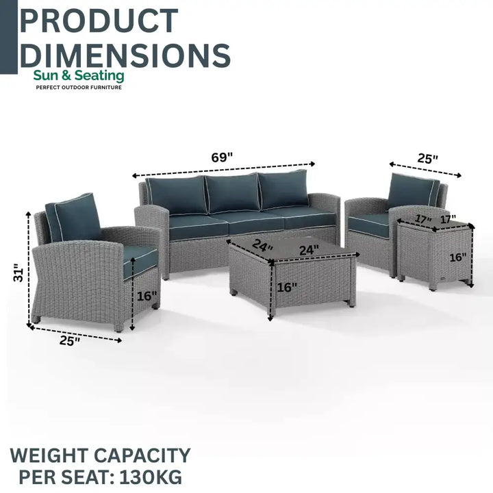Ulani Outdoor Wicker 5-Seater Sofa Set Sofa Set