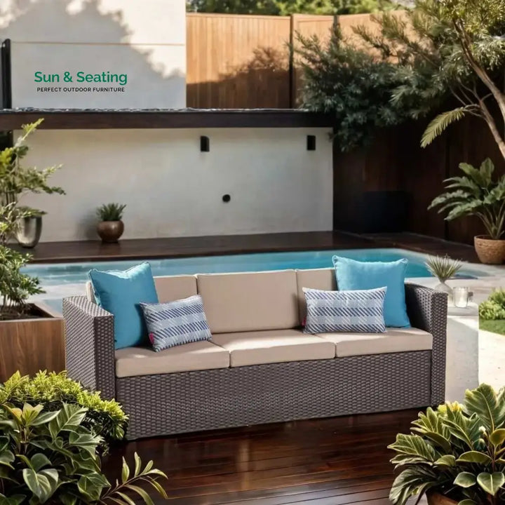 Ulfah Outdoor All-Weather Wicker 3-Seater Sofa Sofa Set