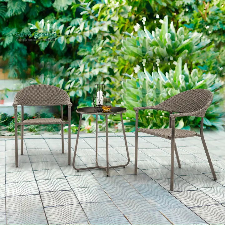 Ulli Outdoor Patio Seating Set 2 Chairs and 1 Table Set (Brown) Coffee Table Sets