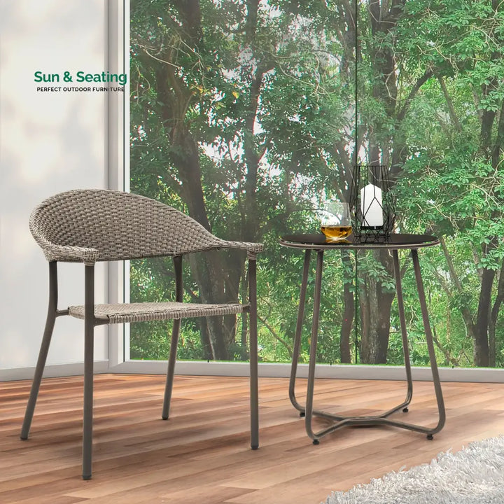 Ulli Outdoor Patio Seating Set 2 Chairs and 1 Table Set (Brown) Coffee Table Sets